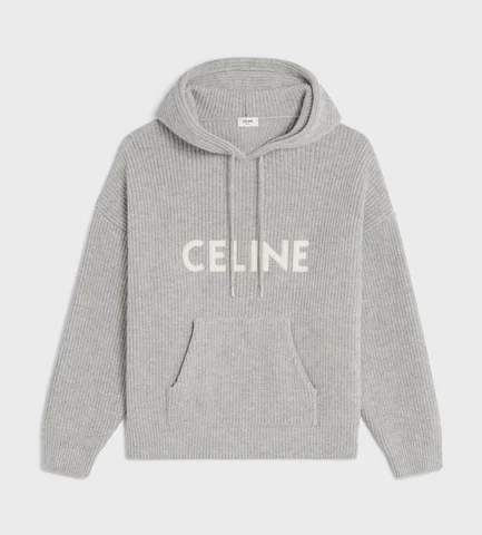 CELINE HOODED SWEATER IN RIBBED WOOL