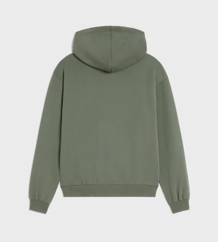 CELINE LOOSE GREEN HOODIE IN COTTON FLEECE