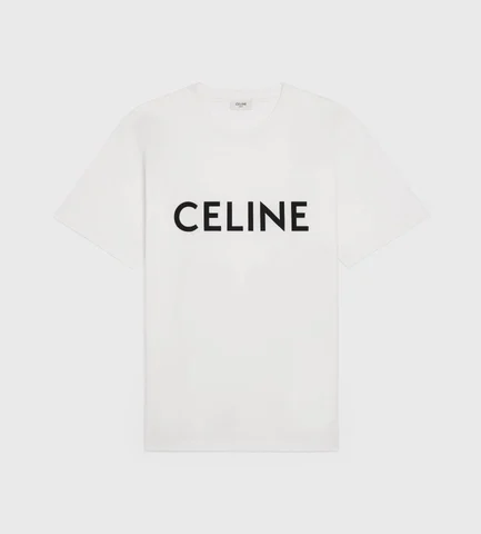 CELINE LOOSE T SHIRT IN COTTON JERSEY CHALK BLACK