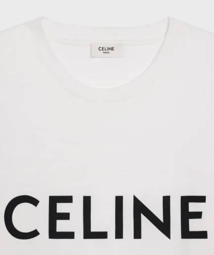 CELINE LOOSE T SHIRT IN COTTON JERSEY CHALK BLACK