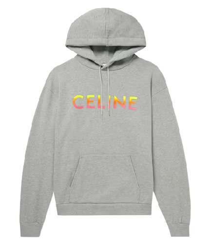 Celine Homme Logo Print Cotton Blend Jersey Hoodie