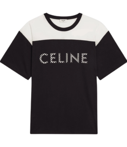 Celine Loose T Shirt in Cotton Jersey With Studs