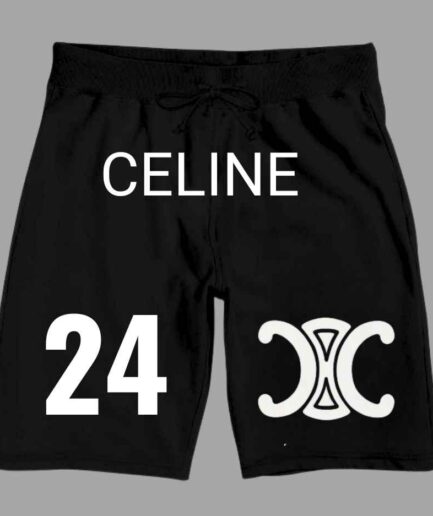 Celine Shorts Black Graphic Sleep Logo