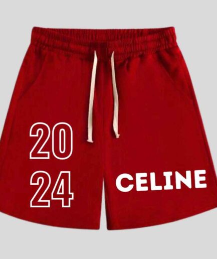 Celine Shorts Dark Red 2024 Logo