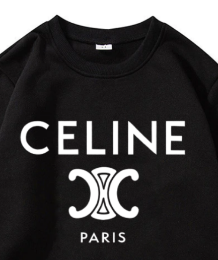 Celine Triomphe Logo Printed Black Sweatshirts