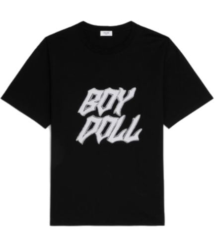 Loose Fit T Shirt in Cotton Jersey With Studded Boy Doll Print